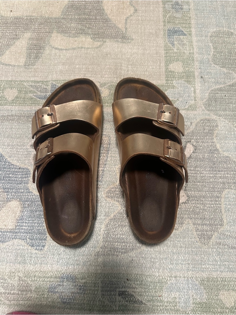 Birkenstock Metallic Bronze Two-Strap Sandals - Picture 2 of 3